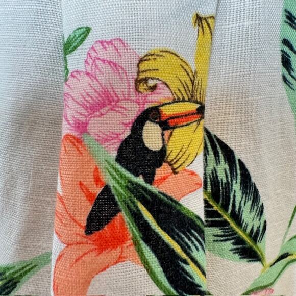 Luxury Linen Charter Club Sz Med Tropical Jungle Print Button Front Roll Sleeve - Picture 14 of 16